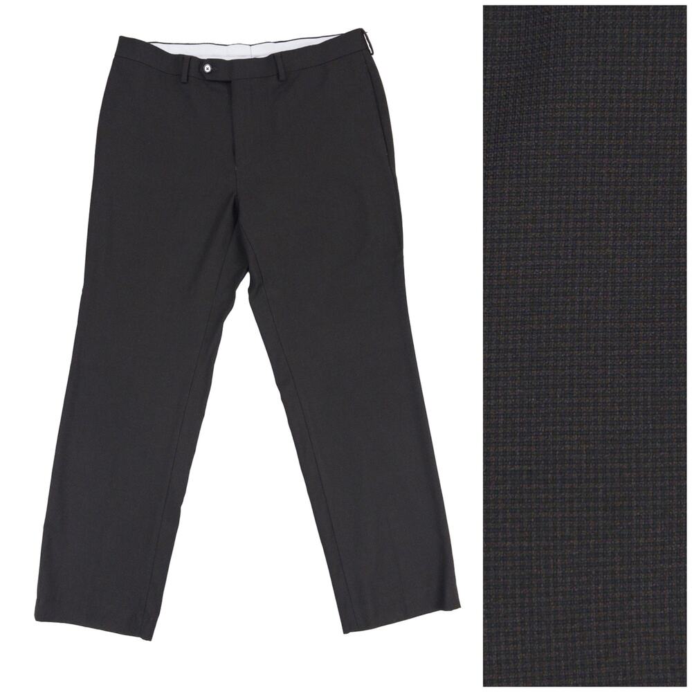 Ralph Lauren Slim Fit Dress Pants Men 34x30 Dark Brown Stretch Check Trousers